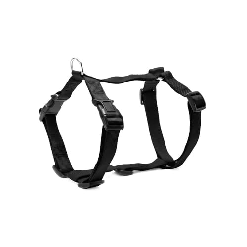 Record - Pettorina per Cani con Finitura in Plastica – Regolabile – Modello ad H - Realizzata in Nylon - Taglia L - Circonferenza 51-72 cm - Colore Nero