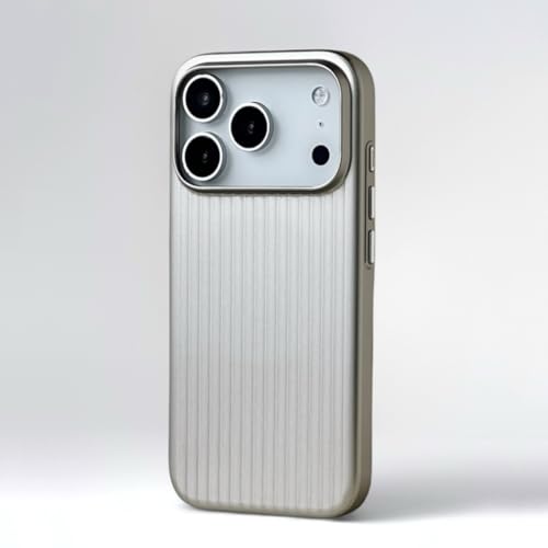 Coque iPhone 14 Pro Max grise rigide mate avec rayures et induction
