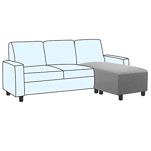 Image of H.VERSAILTEX Ottoman and Sofa Seat Cushion Combined Cover Slipcover Rectangle Sofa Slipcover Fit Length 56 inch-75 inch Suitable for L Shaped Seat Cushion Cover or Chaise Part Cover Stretch Thick Soft - Dove