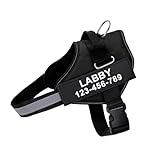 PAWDAY Custom No Pull Dog Harness with Name and Phone Number, Reflective Heavy Duty Personalized Pet Vest, Breathable Adjustable Harness to Prevent Tugging, Pulling or Choking