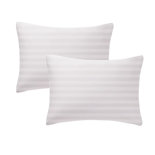 Image of 100% Cotton Toddler Pillow Protectors with Invisible Zipper, 600 Thread Count Sateen Wave Soft Breathable Hypoallergenic Nursery Pillowcases for Kids, 13x18 Inches, Set of 2