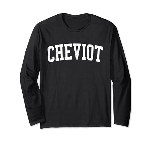 Vintage Cheviot OH Distressed White Varsity Style Long Sleeve T-Shirt