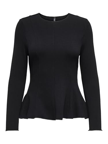 ONLY Onlkenya L/S Peplum Top Jrs, Negro, M Mujeres