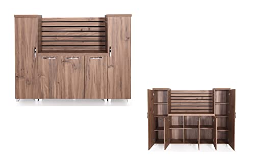 Casa-Mare-87-Wood-Office-Furniture-Set-of-4pcs-Executive-Desk-wLeather-Pad-Large-Storage-Cabinet-wChrome-Handles-Legs-Modern-File-Cabinet-Coffee-Table-Sturdy-Farmhouse-Home-Workstation