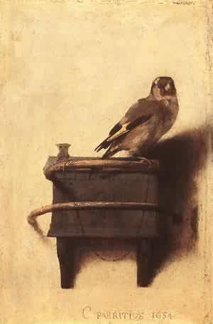 Peinture à l'huile de Carel Fabritius, reproduction The Goldfinch au rendu vibrant