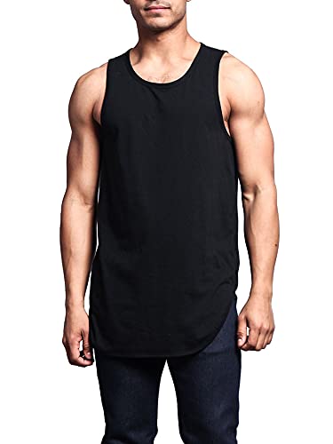 Solid Color Long Length Curved Hem Tank Top