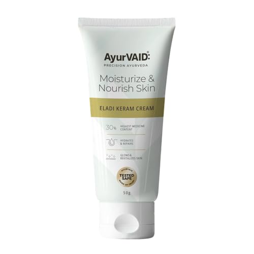 AyurVAID Eladi Keram Cream 50g for Hydration, Even Tone & Repair with 30% Medicine Content, Infused ...