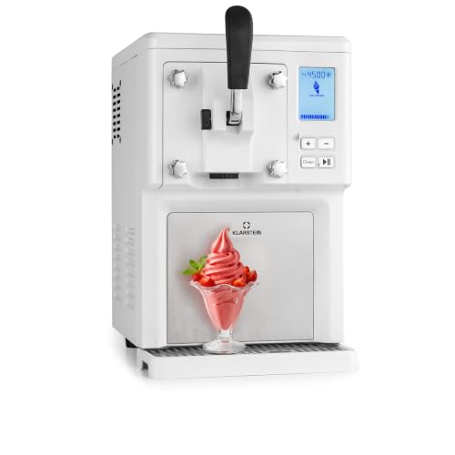 Klarstein Sweet Sundae Softeismaschine – selbstkühlender Kompressor, ohne Vorgefrieren, 1,5 l, Kühlhaltefunktion, digitaler Timer, weiß