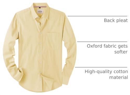 Image of Alimens & Gentle Mens Solid Oxford Shirt Long Sleeve Dress Shirt Work Casual Button Down Shirts with Pocket