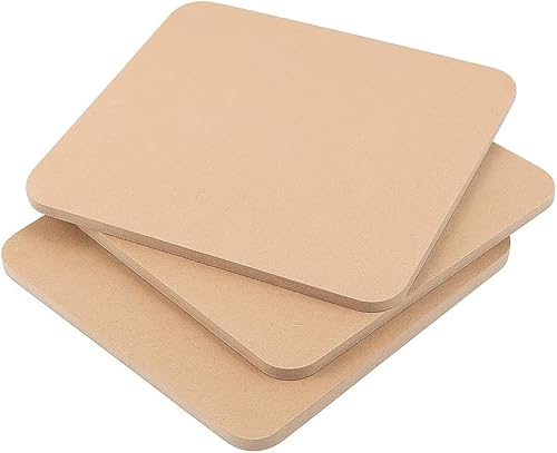 Image of Cliths 5.5mm Pack of 6 MDF Sheet for Art and Craft 8 Inch Round Corner Square MDF Board for lippan Art, Base for Resin Art (8x8INx5.5mm)