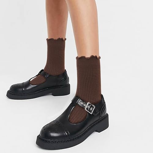 Women's White Cotton Ruffled Edge Ankle Socks - Soft, Breathable, Cute - Ideal for Sneakers and Mary Jane Shoes - 6 Pairs - Size 5-104