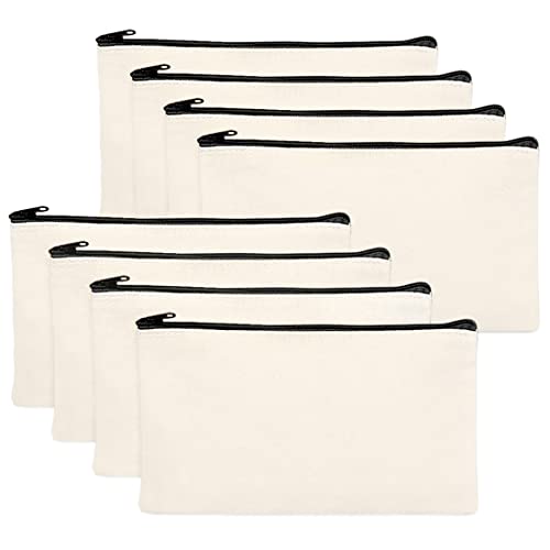 Neceser de tela, 8 piezas estuche con cremallera, estuches para colorear, bolsa cosmética DIY, bolsa de tela pequeña vacía, estuche pequeño para grafiti, impresión, tinte 21 x 12 cm