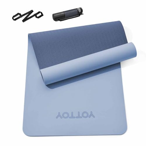 Image of Yoga Mat,Non-Slip TPE Exercise Mat(1 /4 Inch) for Pilates, Fitness & Barefoot Workouts, Home Gym Studio with Strap & Bag