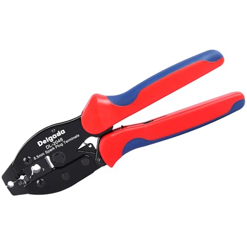 Delgada Spark Plug Wire Crimper Pliers Ratchet Spark Plug Crimping Tool for Crimping and Stripping Ignition Wire Diameter 8.0-8.5mm DL-2048