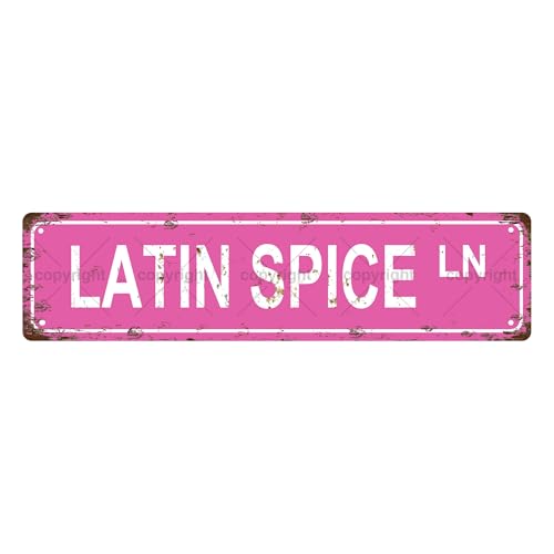 16x4 Inch Vintage Tin Sign, Latin Spice LN Eating Street Wall Plaque, Cuisine‑Food Theme Decor For Bar Cafe Garage Man Cave Bathroom Farmhouse Garden Porch Patio Home Wall Hanging