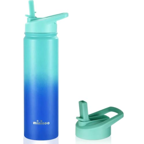 mininoo Insulated Stainless Steel Water Bottle with Straw and Lid for Sports, 24 oz, Pacific Dream