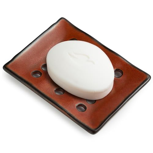 Cormomu Bar Soap Holder Shower, Ceramic Bathroom Soap Dish with Drainage