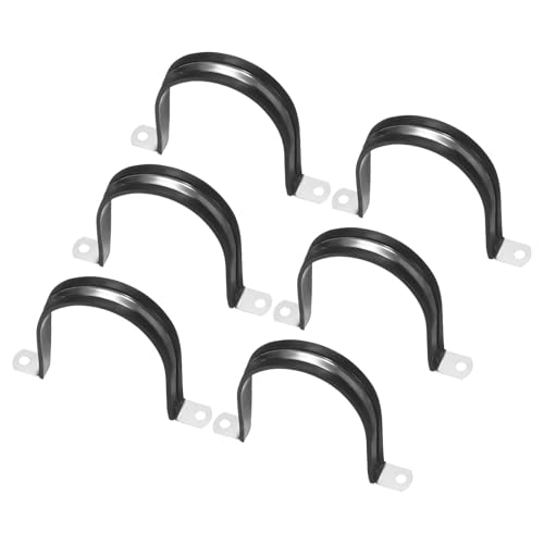 M METERXITY 6-Pack Cable Clamps, 3-1/2 Inch/ 89 mm 304 Stainless Steel Rubber Cushioned Insulated Cable Clamp U Shape Metal Holder for Tube/Wire/Pipe/Loop Installation