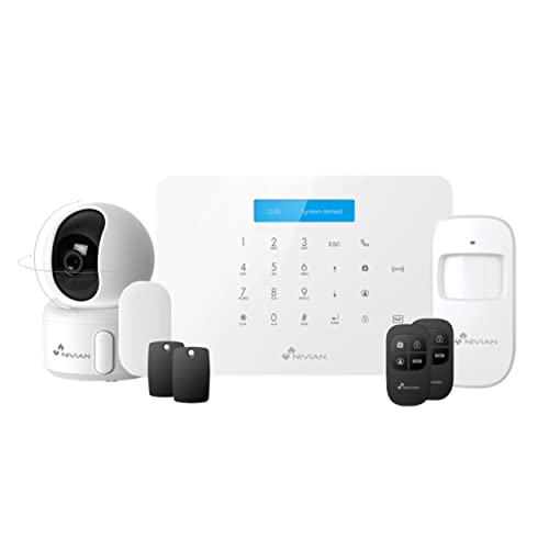 Nivian Système d'alarme domestique sans frais - WiFi/gsm - Kit extensible jusqu'à 60 appareils - LCD - Contrôle à distance via l'application Tuya-Installation facile P2P avec QR-sans fil (V5) Cover