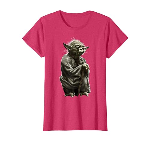 T-Shirt Graphique Star Wars Yoda Crouching Portrait T-Shirt, Femme, Rouge Chiné, 3XL