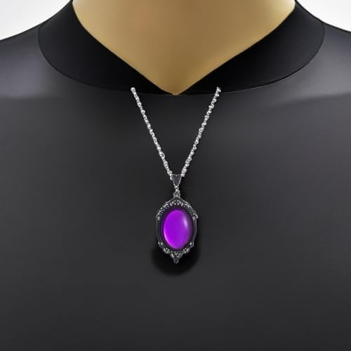 MIFYNN Gothic Stardust Crystal Cameo Necklace Red Purple Crystal Pendant Necklace Vintage Satan Demon Halloween Jewelry for Women4