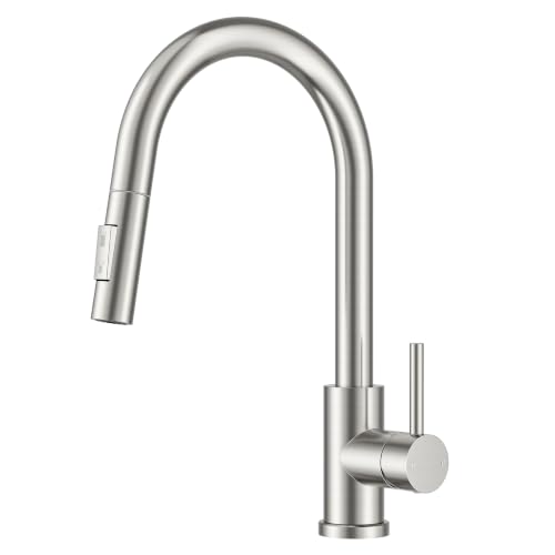 FORIOUS Grifo Cocina Extraible, Grifo Cocina Fregadero con 2 Modos Giratorio a 360° Torneira Cozinha Monomando Flexible, Agua Frío y Calor Disponibles, Acero Inoxidable