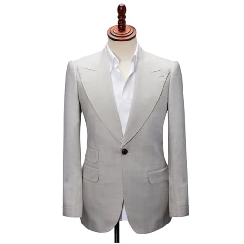 Men's Blazer Peak Lapel Suit Jacket One Button Tuxedos Coat Formal Groom Dinner3