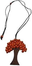 Art32 Tree of Life Rope Necklace with Wooden Beads, Adjustable from 45 to 70 cm Approx. Colour in Photo, Ethnic Elegant for Ceremony Wedding Sports Cocktail, Silver bathroom steel and