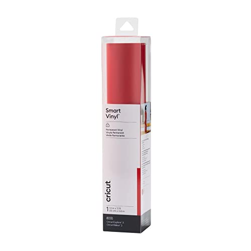 Cricut Smart Permanent Vinyl (13in x 12ft, Red) for Explore and Maker 3 - Matless cutting for long cuts up to 12ft