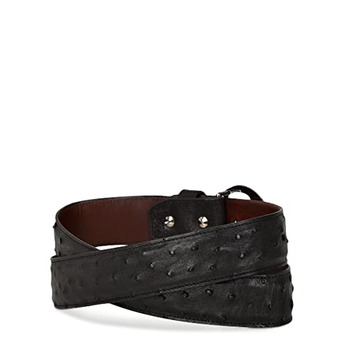 Cuadra Black Ostrich Leather Belt, Western Style, 1.69 inches Wide2