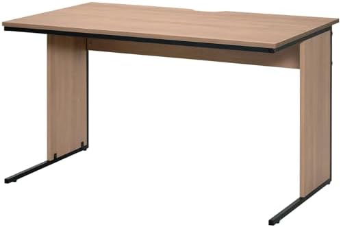 （12:30時点） オフィスコム オフィスデスク 平机 幅1200×奥行700×高さ700mm 配線スリット スチールフレーム ウォルナット Z-LWD-1270-WLN