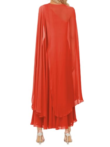 Image of Aisbei Women's Elegant One Shoulder A Line Flowy Maxi Dress Evening Gowns Party Formal Wedding Guest Dresses with Cape