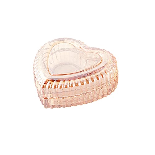 Gaolinci Crystal Glass Heart-Shaped Storage Box Embossed Jewelry Box Candy Box with Lid - Short