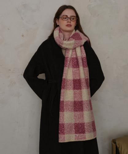 Winter Warm Scarf for Women Cold Weather Chunky Wrap Shawl Scarfs Big Thick Soft Plaid Blanket Scarves2