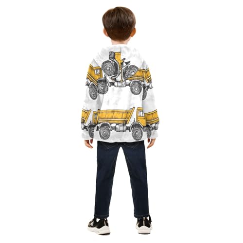 Construction Trucks Girls Fleece Jacket Girls Fall Jacket Girls Zip Up Hoodie Girls Sherpa Jacket 2-10T4