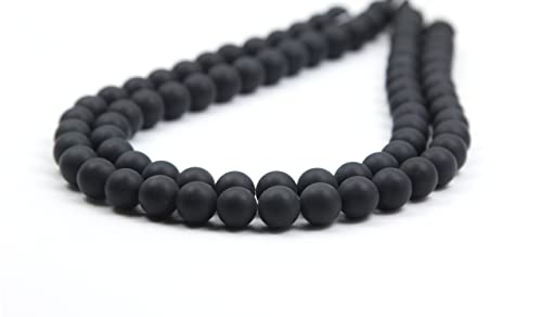 Qiwan Natural Round Loose Beads Jewelry Making Diy Bracelet Necklace Material 1 Strand 15 Inches (10Mm, Matte Onyx Agate Gemstone) #TOP2