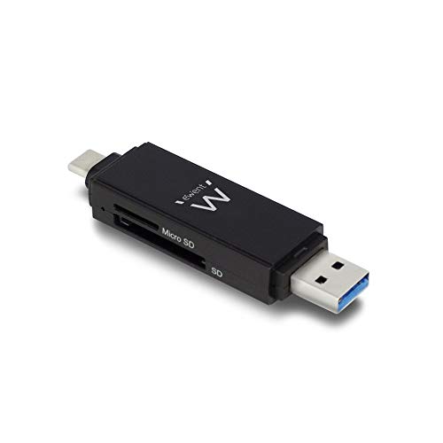 Ewent Ew1075 Lettore Di Schede Di Memoria Sd / Sdhc / Sdxc / Micro Sd, Usb 2 In 1 Usb 3.1 Type C + Usb 3.1 Type A, Per Pc, Laptop, Notebook Macbook Pr