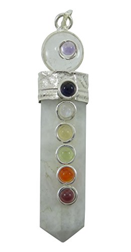 Harmonize Pencil Single Point Wand Moon Stone 7 Chakra Pendant Balancing Reiki Healing Crystal Spiritual