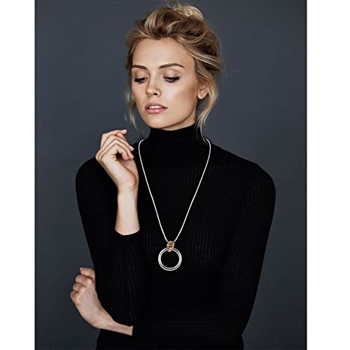 CLASSYZINT Long Silver Necklace For Women, Rope Chain Snake Chain With Pendant Necklace | Sweater Necklace | Teacher Gifts | Silver Pendants Necklace3