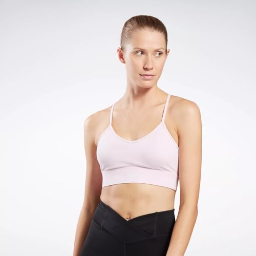 Image of Reebok Women's Satin 91% PES /9% El-Interlock-Hydrophilic Finish /Print-Digital Sublimation-Disperse Classic Workout Sports Bra