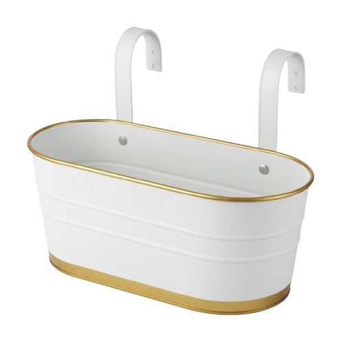 SUNBIRD Balcony Metal Iron Pots for Railing Hanging Bucket Pots C...