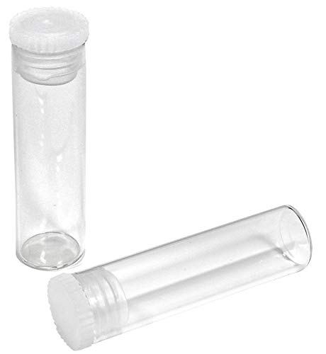 MV-Versand 50 Stück Flachbodengläser 50 x Ø14mm, klar, Glasröhrchen für Globuli, Pulver, Testsätzel, feste Substanzen, inklusive Stopfen