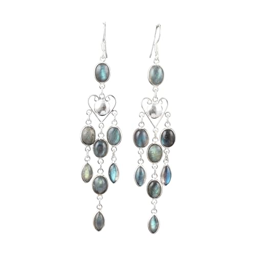 Boucles d'oreilles argent 925 et labradorite idée cadeau anniversaire