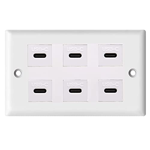 6 Port Buckle Free Welding Usb Type-A/Usb Type-C Wall Outlet Panel, Disscool Type C Wall Outlets With Usb Ports White Compatible With Iphone/Samsung(Outlet Wall Plate Included) #TOP18