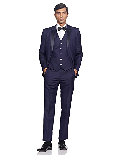 Image of Raymond Wool Blend Men's Full Sleeve Contemporary FIT Dark Blue Formal Suit