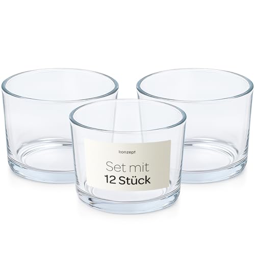 Set di portacandele da 12 pezzi, 150 ml, 82 x 58 mm, per candele, decorazione da tavolo, lavabile in lavastoviglie, trasparente