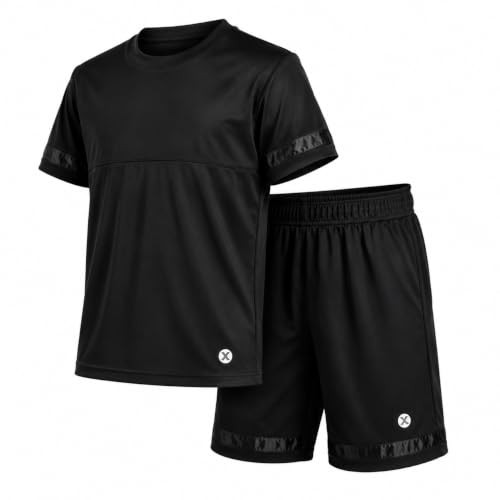 Image of RBX Boys Short Set - 2 Piece Active Performance Short Sleeve Athletic Shirt and Basketball Shorts with Elastic Waistband