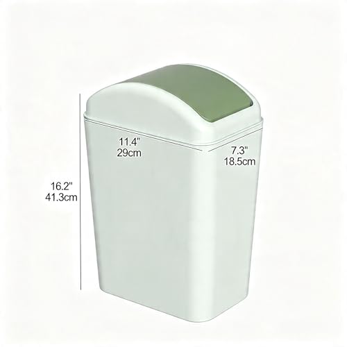 Image of 4.5 Gallon Plastic Swing Lid Trash Can, Slim Garbage Bin, Green | Trash Bin with Lid, Waste Basket Swing Top