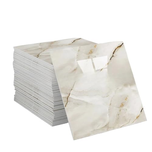 JMORCO Suelo Vinilo Autoadhesivo 10-40 Piezas de Azulejos de cerámica 3D de imitación de mármol for renovación de Pared, Adhesivos Decorativos Impermeables autoadhesivos(Beige,10PCS)