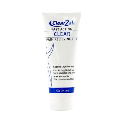 ClearZal Fast Acting Clear Pain Relieving Gel with Cooling Cryotherapy Boswellia and Glucosamine for Sore Muscles and Joints Soothing Cooling Gel 3.4 oz